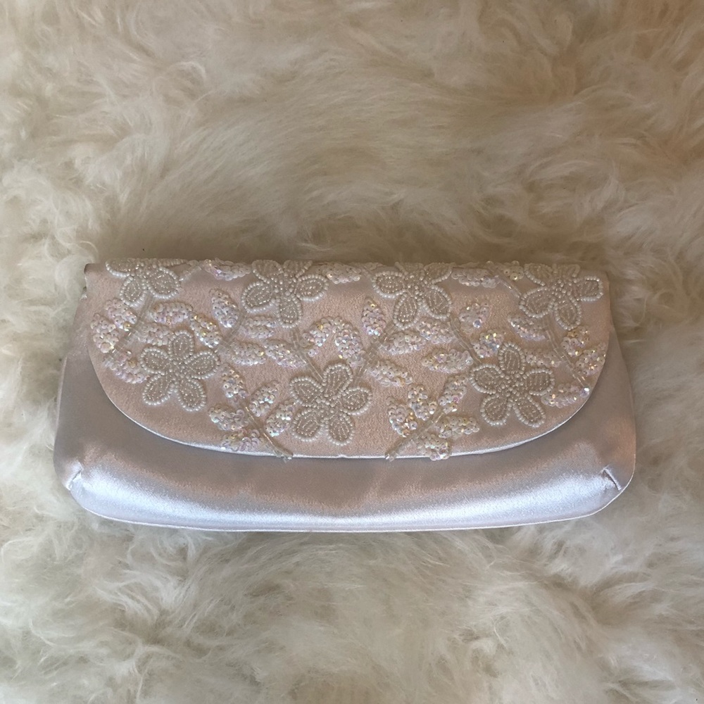 Pearlescent Floral Clutch. NWOT